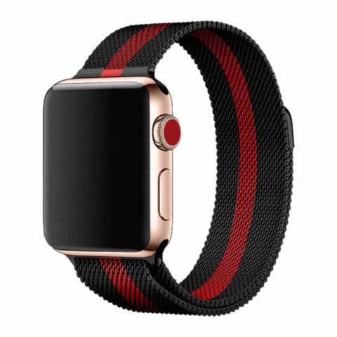 Ремінець на Apple watch 38/40/41mm Milanese Loop Band Black Red